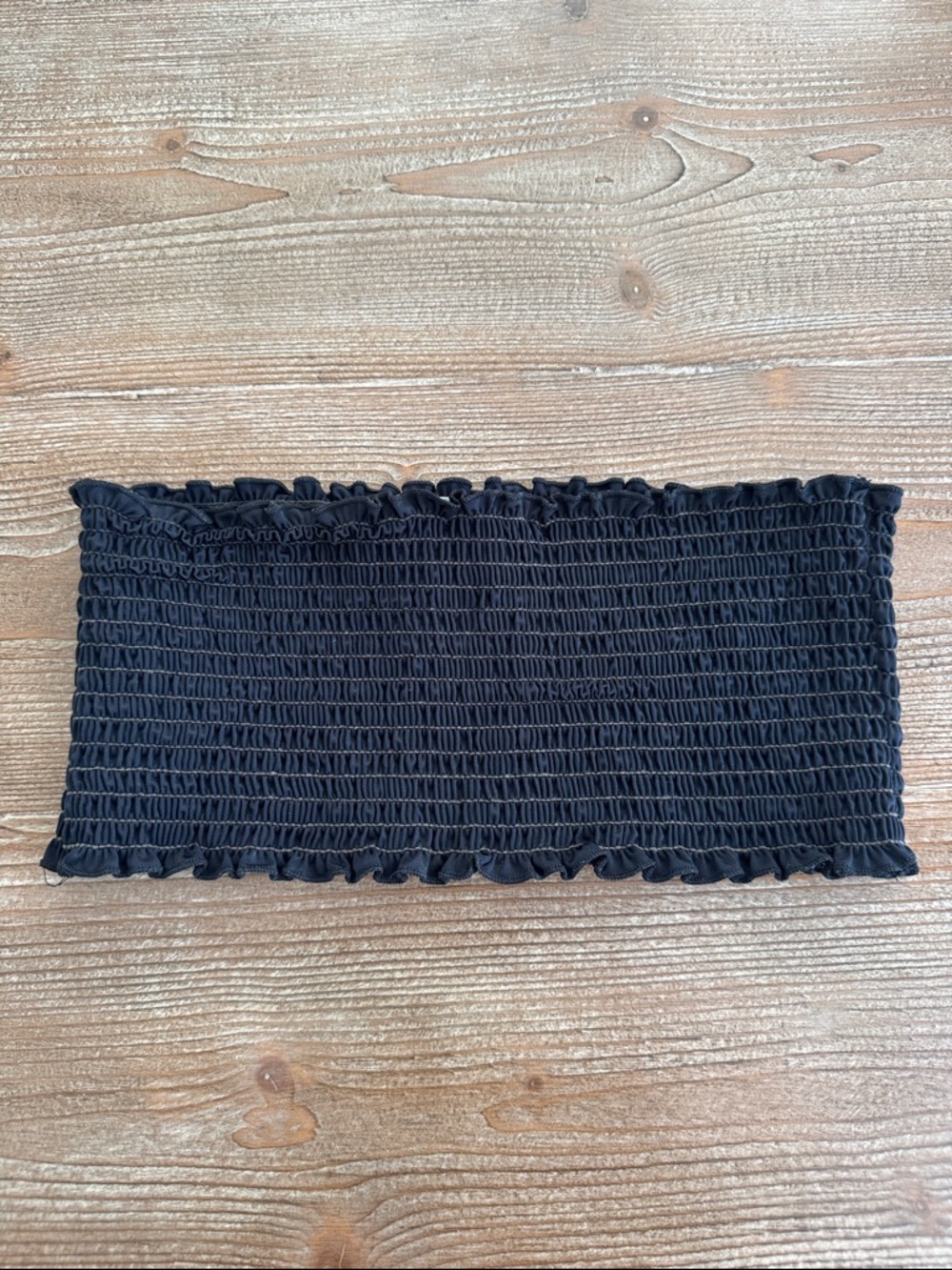Reformation Black Smocked Bandeau Bikini Top - Picture 3 of 4